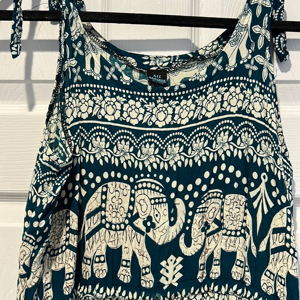 Elephant pattern sundress with shoulder ties